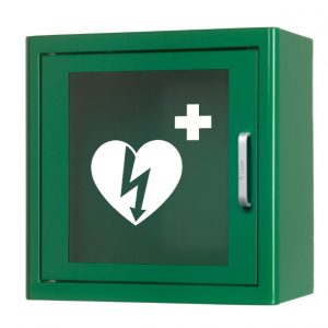 Žalia sieninė dėžė defibriliatoriui